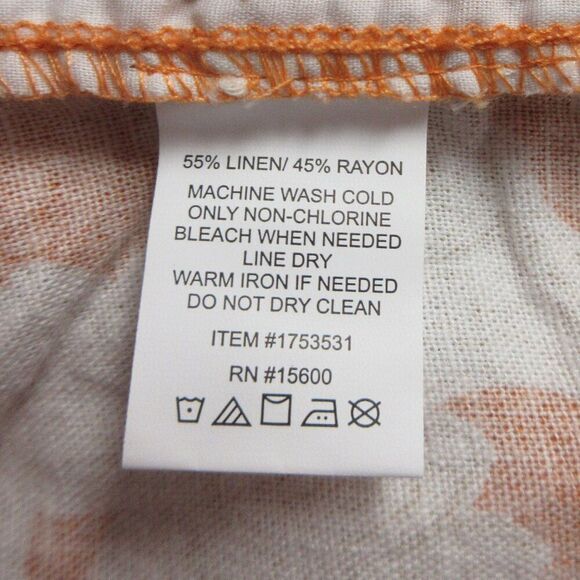 BRIGGS Ladies Linen Blend Shorts Womens Size XL Orange Cream Floral Flowers NWT - Picture 10 of 13